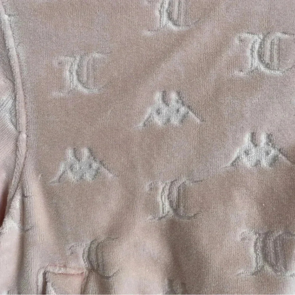 Kappa x Juicy Couture Light Pink Velour Jacket Embossed Bomber Style Pocket XS - Picture 6 of 12